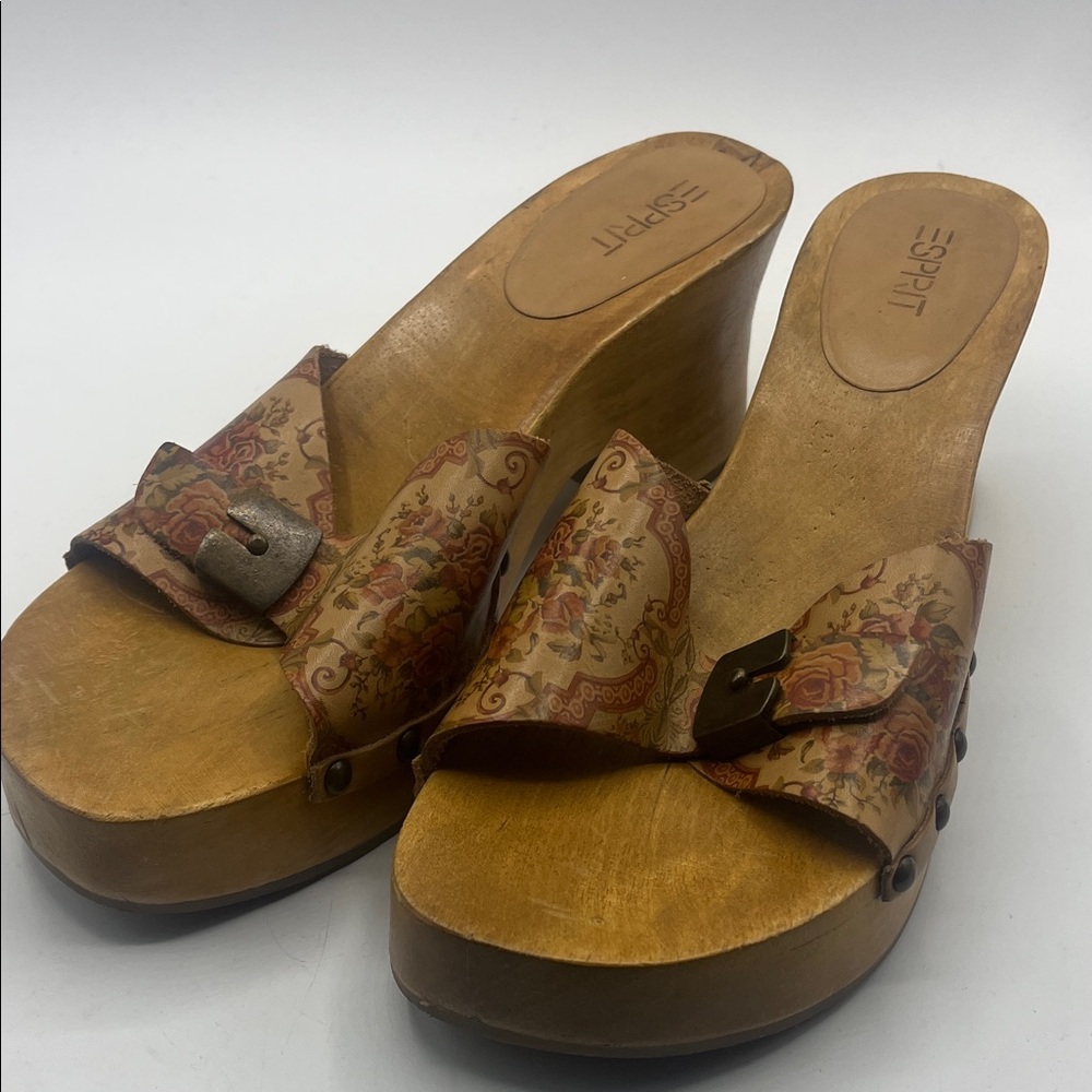 Esprit Brown Floral Mules